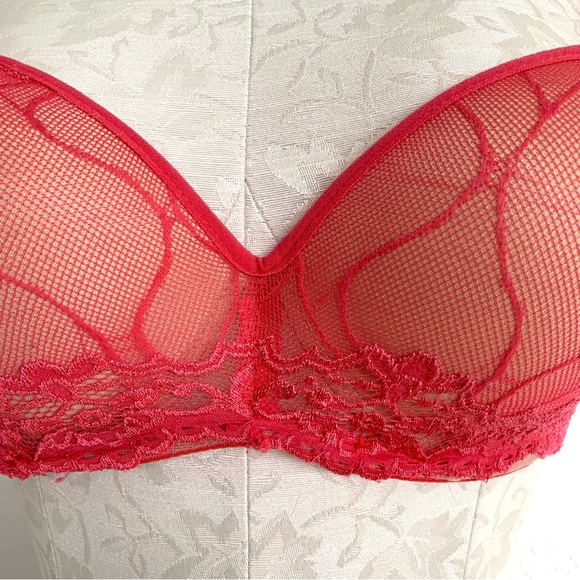 Youmita Push-Up Bra Hot Pink Lace Net Size 36C - Picture 8 of 10